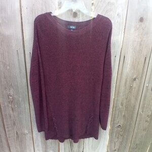 A.N.A SWEATER DRESS WOMEN SZ PM PURPLE PULLOVER STRETCH LONG SLEEVE ROUND NECK